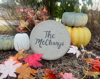 FAMILY Name Last Stepping Stone, Front Door Welcome Stone, Garden Stepping Stone: Heavy-Duty Real Stone Paver - Stepping Stones - 12"