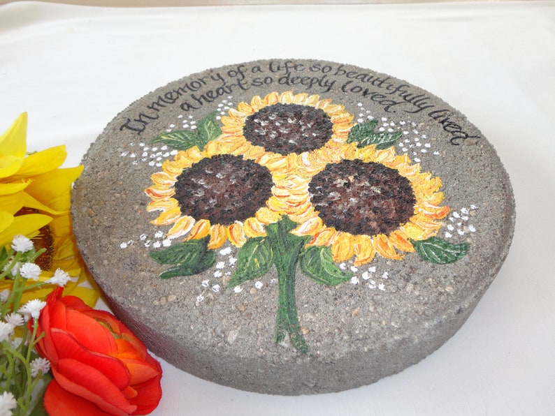 MEMORIAL GIFT Sunflower Memorial Garden Stone Memorial Gift Etsy