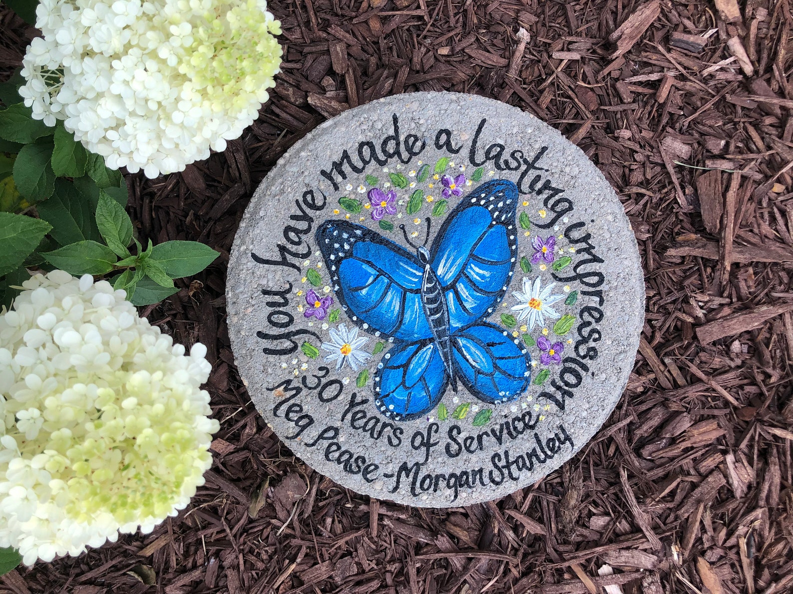 Retirement Gift BLUE BUTTERFLY Retirement Stone Retirement Etsy UK