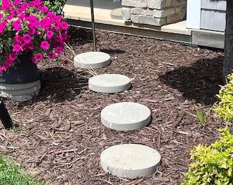 Concrete Garden Steppingstone: Heavy-Duty Stone Paver, 12" Round Steppingstone, Garden Pathway Garden Walk Path Stones, REAL STONE