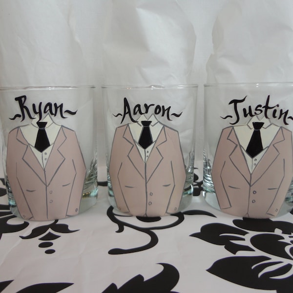 Etched Groomsmen Glasses Groomsmen Glasses Groomsmen Tux Pilsner
