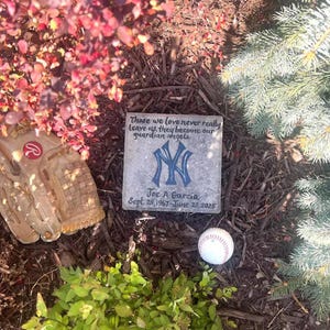 Piedra conmemorativa de béisbol de los Yankees: regalo conmemorativo pintado a mano 8" Square Stone