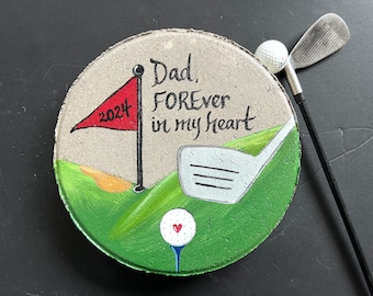 Memorial Golf GIFT, Golf Stepping Stone, Father's Day Gift, Gold, Personalized Garden Gift, Grandpa Gift, Gift for Grandfather, Gift for Dad