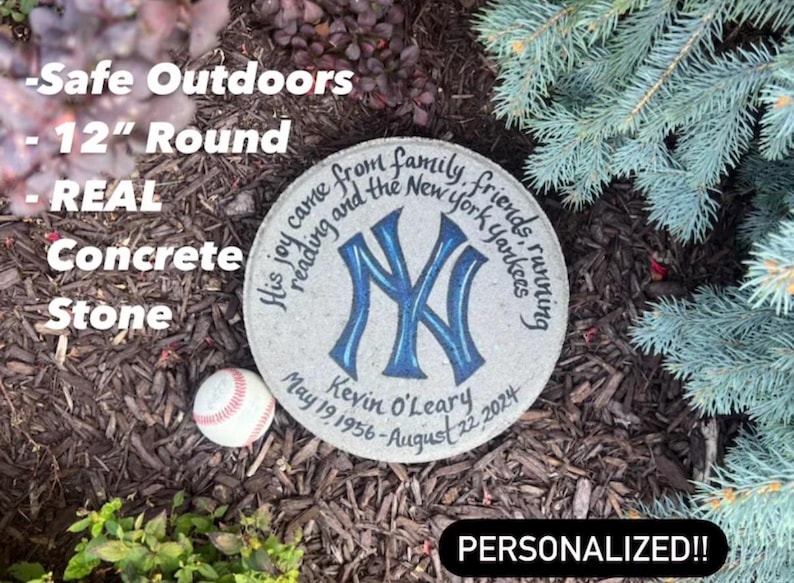 Piedra conmemorativa de béisbol de los Yankees: regalo conmemorativo pintado a mano imagen 13