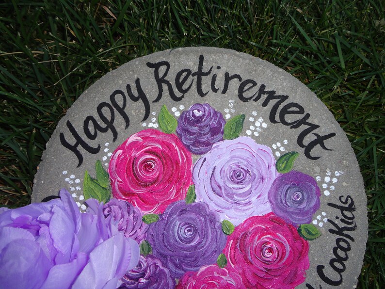 RETIREMENT GIFT Hand Painted Garden Stone Retirement Gifts Etsy