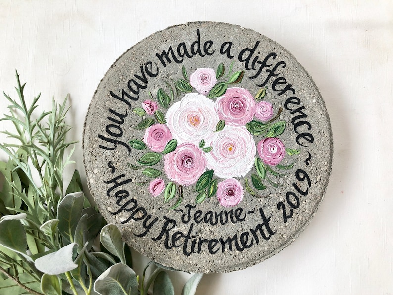 Retirement Gift Pink Roses Retirement Stone Retirement Etsy