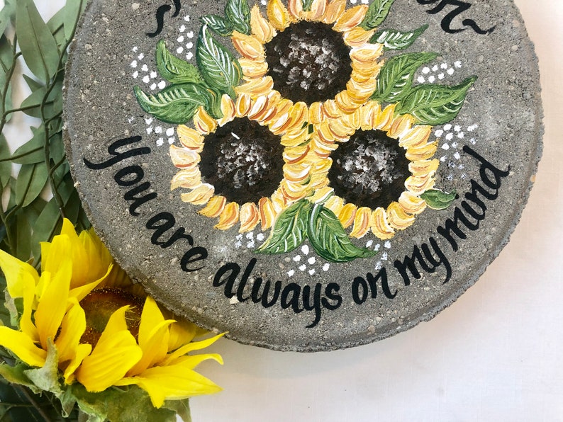 Memorial Stones SUNFLOWERS Retirement Gifts Painted Chesnut Etsy