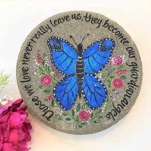 MEMORIAL Garden Stone, Personalized Memorial Stone, Butterfly, Garden Stone, Blue Butterfly. Memorial Gift, Sympathy Gift, Monarch Butterfly