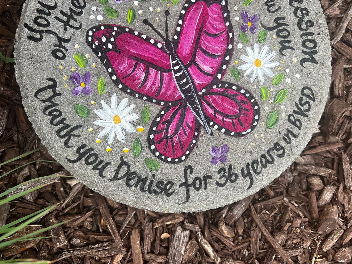 Retirement Gift PINK BUTTERFLY Retirement Stone Retirement Etsy
