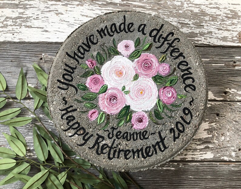 Retirement Gift Pink Roses Retirement Stone Retirement Etsy