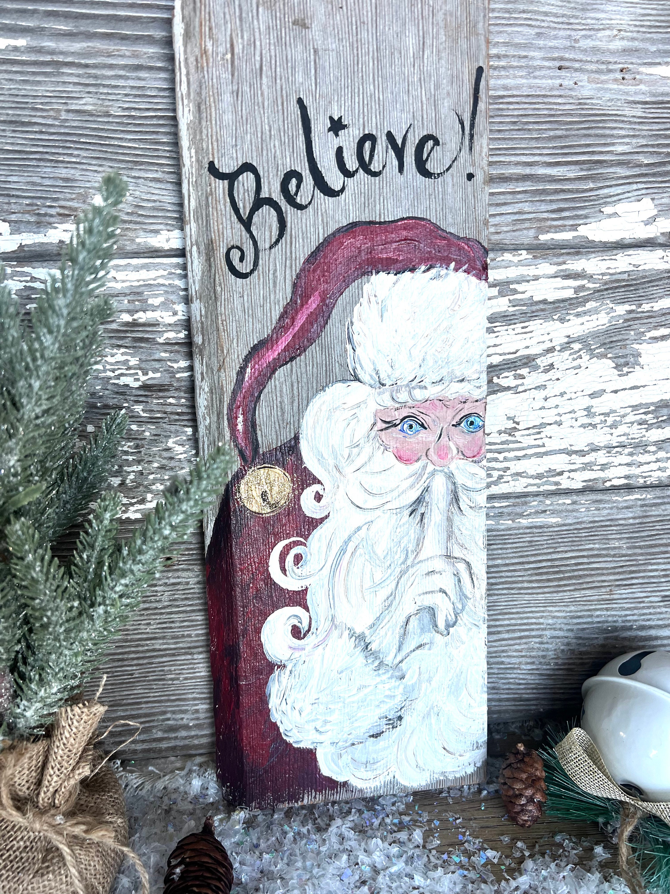 Deco noel plaque poignee de porte int pere noel h24xxl7cm bois