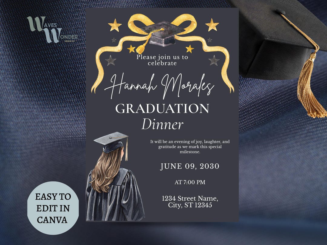 Grad Lunch Invite Graduation Dinner Invitation Template| Editable Canva Graduation Party ...