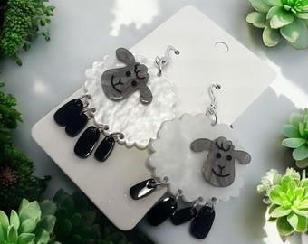 Sheep Handmade Earrings, Vintage, Boho jewelry Art Fashion Jewelry