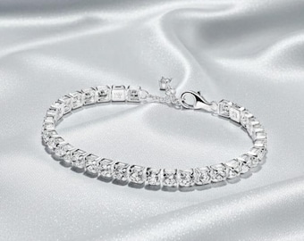 Bracciale tennis scintillante e audace, gioiello in argento per donna, accessorio elegante da indossare tutti i giorni o per occasioni speciali, regalo per lei