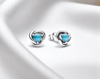 Pendientes de botón con forma de círculo eterno y piedra natal de diciembre, joyería atemporal, un hermoso regalo para ella