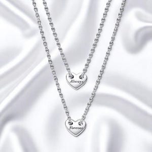Splittable Silver Heart Necklace, Heart Pendant Chain Necklace, Layering Necklace Pendant, Best Friend Gift, Heart Jewellery, Gift For Wife