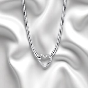 Smart Closure Herz Schlange Kette, Silber Schlange Kette Frauen Halskette, Minimalist Schmuck, Chunky Ketten Halskette, Geschenk für sie