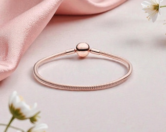 Stylish Snake Chain Bracelet, 14k Rose Gold-Plated Jewellery for Women, Elegant Accessory for Everyday Wear, Gift for Her