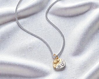 Sun and Moon Medallion Charm Necklace Set, Celestial Jewellery for Women, Meaningful Gift for Her