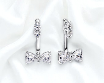 Sparkling Bow Drop Earrings, Fancy Jewellery for Women, Perfect Gift For Her, Bow Studs