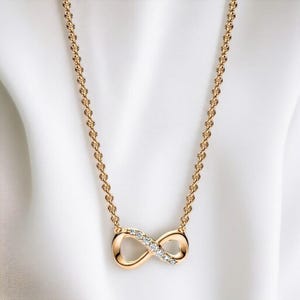 Einfache Schieber Kette Halskette, Vergoldete Unendlichkeit Anhänger Halskette, Frau Geschenk, 14k Gold Halskette Kette Zirkonia Anhänger, Geschenk für Sie