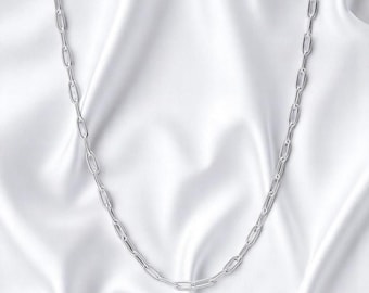 Minimalist Long Link Chain Necklace, Delicate Silver Necklace Chain, Gift For Mom, Cute Silver Necklace Chain, Silver Jewellery Gift For Her