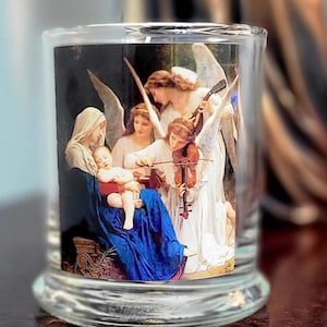 Virgin with the Angels Candle Holder | Buy any 3 Free Shipping- Catholic Candle | Saint Mary Prayer Candle | Catholic Gift | Home Altar