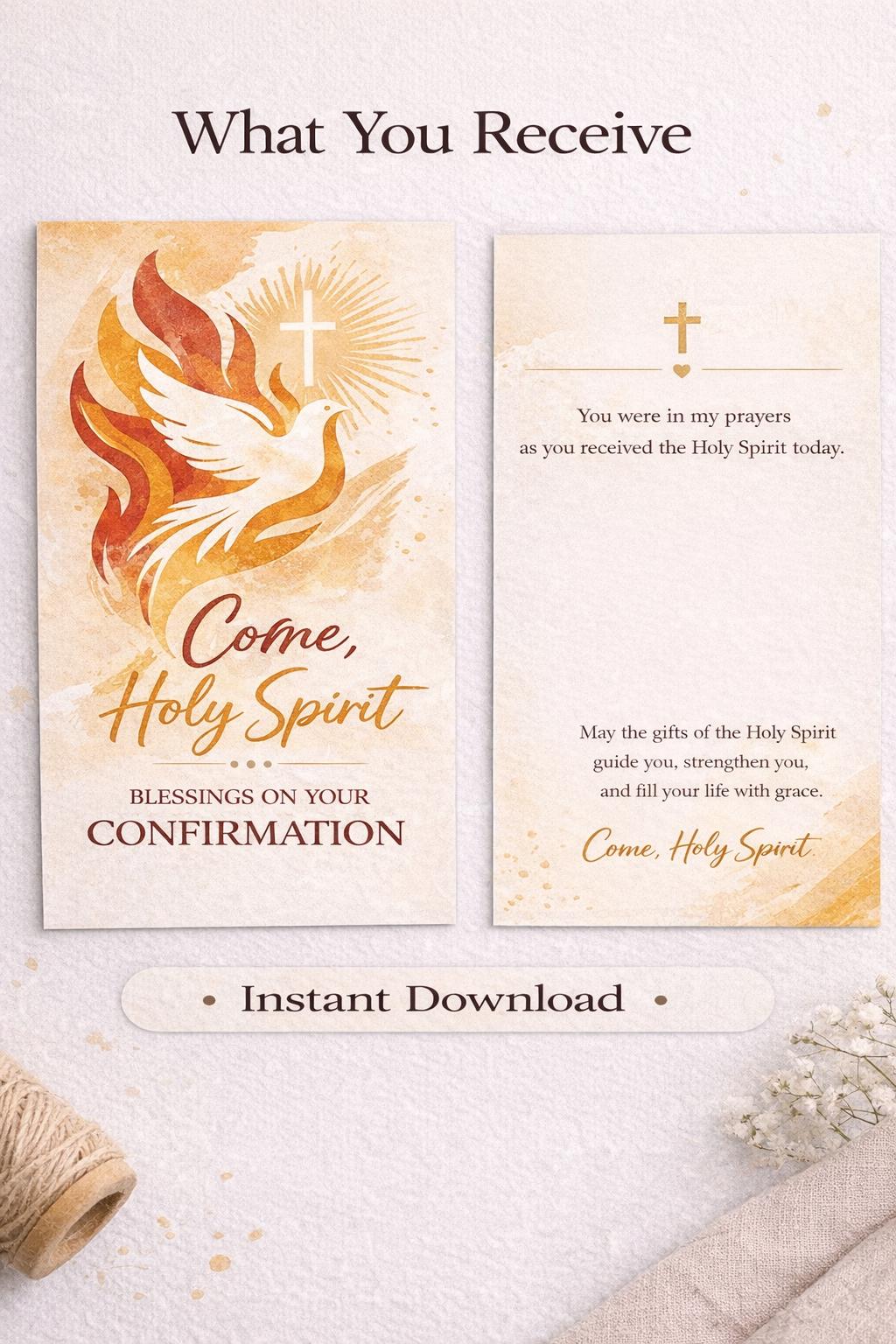 Catholic Confirmation Card Printable | Come Holy Spirit | 5x7 Instant ...