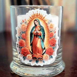 Our Lady of Guadalupe Candle Holder | Buy any 3 Free Shipping- Catholic Saint Candle | St. Mary Prayer Candle | Catholic Gift | Home Altar