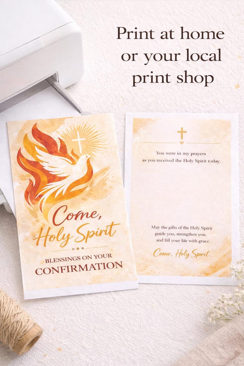 Catholic Confirmation Card Printable | Come Holy Spirit | 5x7 Instant ...