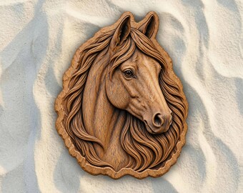 Horse Head Portrait STL File | 3D Relief CNC Router Wood Carving Model | VCarve Aspire Carveco Shapeoko | Digital Download