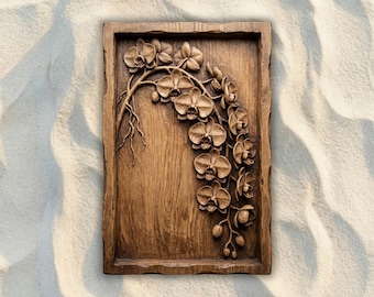 Phalaenopsis Orchid Cascade Panel STL File, 3D Relief CNC Router File, Wood Carving 3D Printing Model, Floral Wall Art, Botanical Home Decor