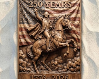 USA 250 Years Washington on Horse STL File, 3D Relief CNC Router File, Wood Carving 3D Printing Model, America 250th Anniversary Wall Art
