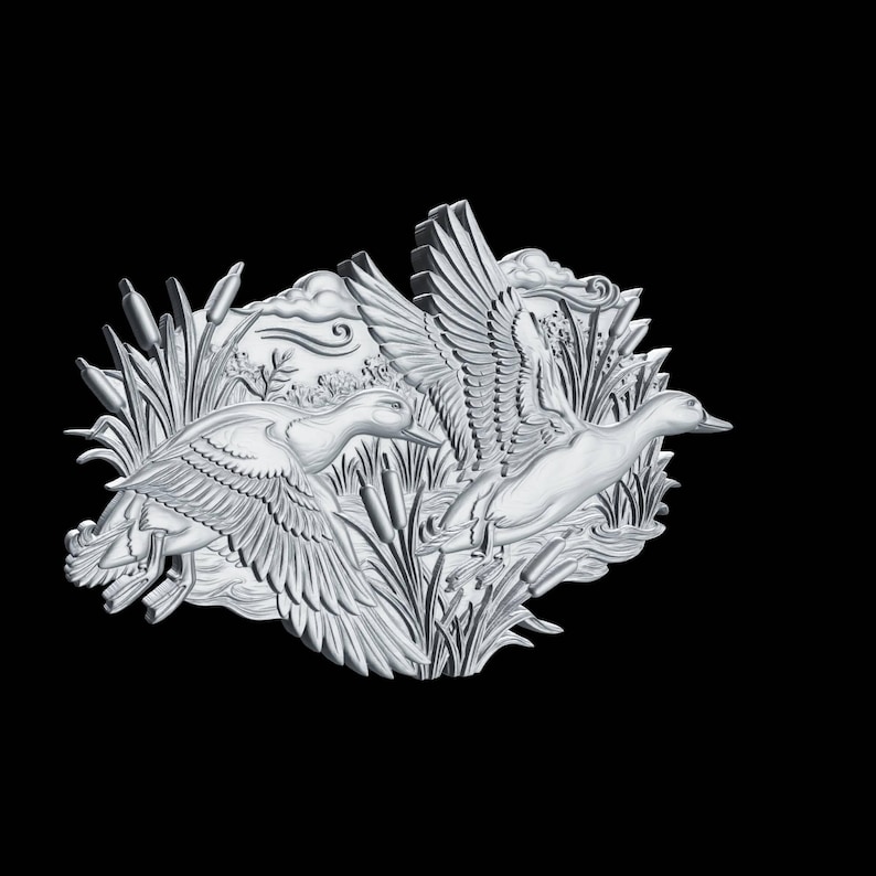 Router Belt Flying Ducks Over Reed Marsh STL File | 3D Relief CNC Router Wood ...