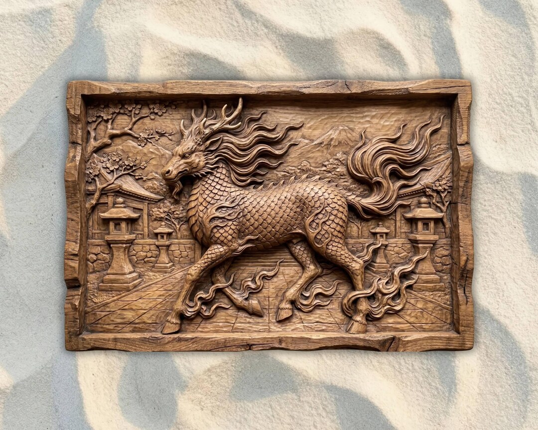 Kirin Japanese Mythical Creature CNC STL File, 3D Relief CNC Router ...