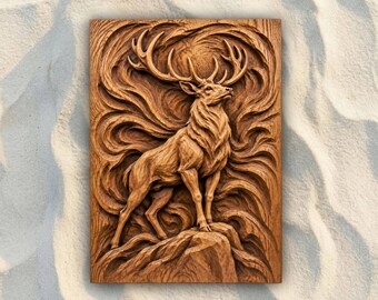 Majestic Stag STL File | 3D Relief CNC Router Wood Carving Model | VCarve Aspire Carveco Shapeoko | Digital Download