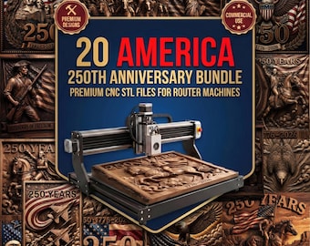USA 250 Years STL File Bundle, Set of 20 3D Relief CNC Router Files, Wood Carving Patriotic Wall Art, America 250th Anniversary, VCarve File