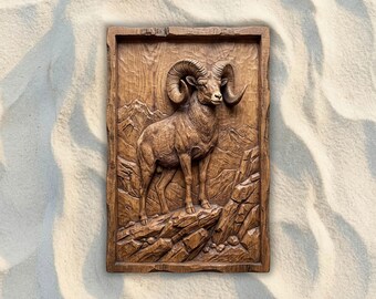 Bighorn Ram on Mountain Ridge STL File, Bas Relief CNC Router Wood Carving & 3D Print, Carveco, Aspire, Easel, Carbide Create, VCarve