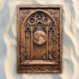 Gothic Arch Moon and Constellation STL File, Halloween Bas Relief CNC Router Wood Carving & 3D Print, Carveco, Aspire, Easel, Carbide,VCarve