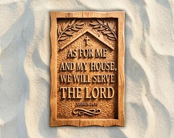 As For Me and My House Bible Verse STL File | CNC Router Wood Carving Scripture Relief | Digital Download