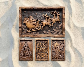 Christmas Night Set of 4 STL Files Bundle | CNC Router 3D Relief Wood Carving | VCarve Aspire Carveco Shapeoko Easel Digital Download