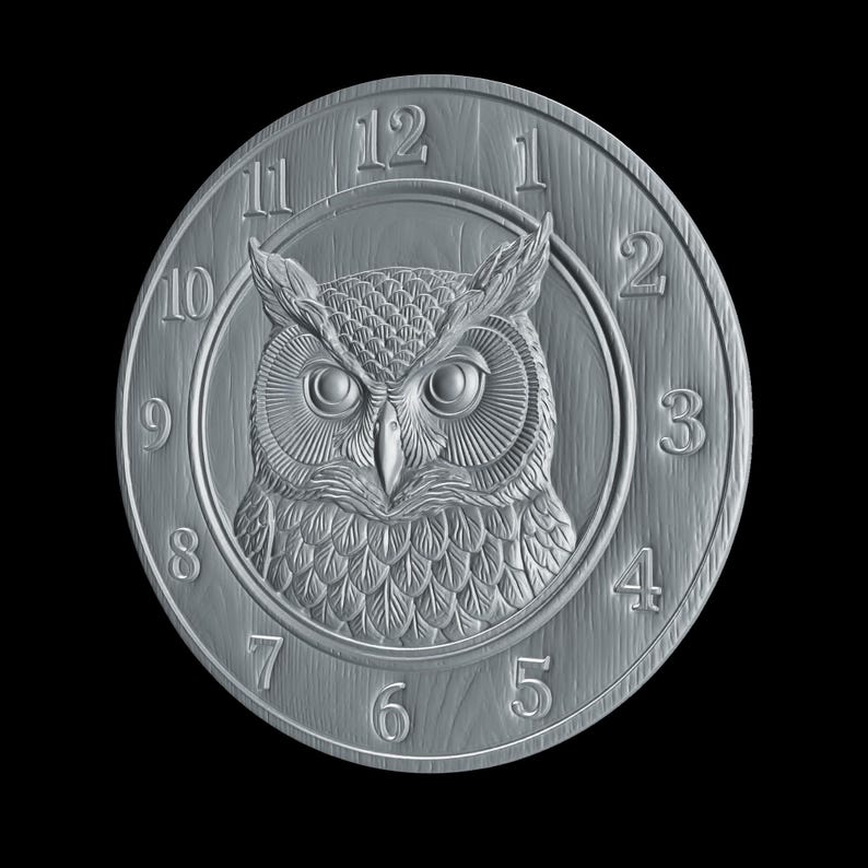 Cnc Router Texture File Owl Head Portrait Clock Face STL File | CNC Router Wood Carving Bird ...