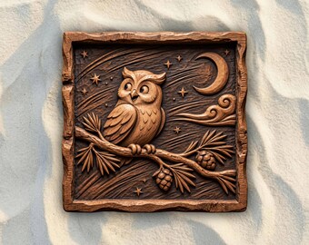 Whimsical Owl and Moon STL File | 3D Relief CNC Router Wood Carving Model | VCarve Aspire Carveco Shapeoko | Digital Download