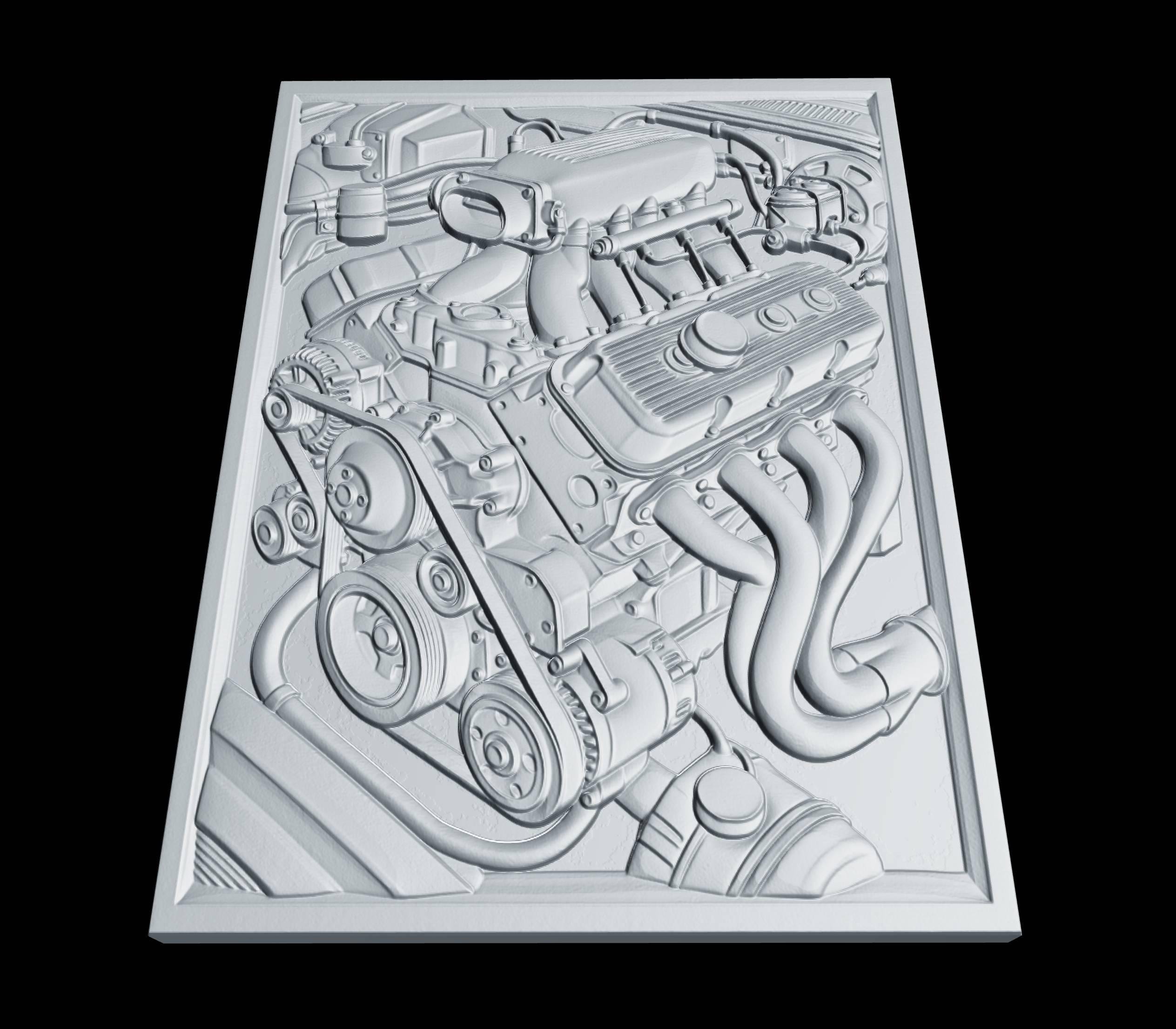 Functional Engine Stl V8 Engine CNC STL File, 3D Relief CNC Router File, Wood Carving 3D ...