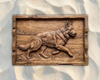 German Shepherd Running CNC STL File, 3D Relief CNC Router File, Wood Carving 3D Printing Model, Dog Breed Wall Art, Rustic Home Decor