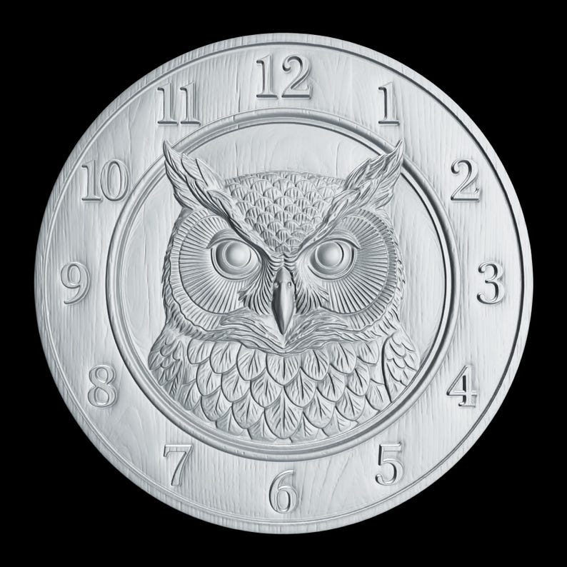 Cnc Router Texture File Owl Head Portrait Clock Face STL File | CNC Router Wood Carving Bird ...