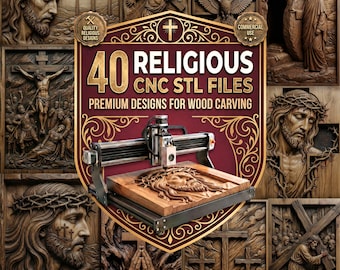 40 Religious CNC STL File Bundle, 3D Relief CNC Router File Set, Wood Carving 3D Print Models, Religious Wall Art, Christian Church Decor