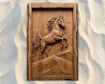 Rearing Horse CNC STL File, 3D Relief CNC Router File, Wood Carving 3D Printing Model, Wildlife Wall Art, Rustic Home Decor, Wooden Lodge
