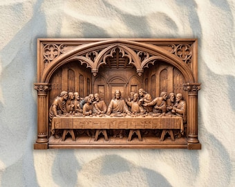 Last Supper Gothic Arch Interior STL File, Religious Bas Relief CNC Router & 3D Print, Carveco, Aspire, Easel, Carbide Create, VCarve