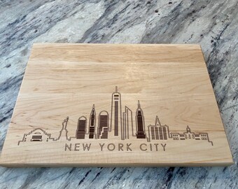 New York City Skyline Cutting Board Maple Hardwood